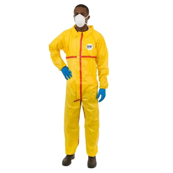 Chemical Resistant Coveralls, Collared Coverall, 2XL, Nonwoven, Elastic Wrist, Elastic Ankle, 6 PK