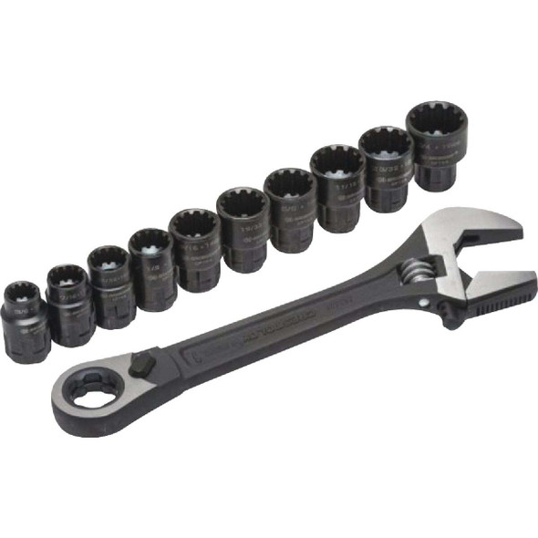 Crescent 8 In. Pass-Thru Adjustable Wrench & Spline Socket Set (11-Piece) CPTAW8