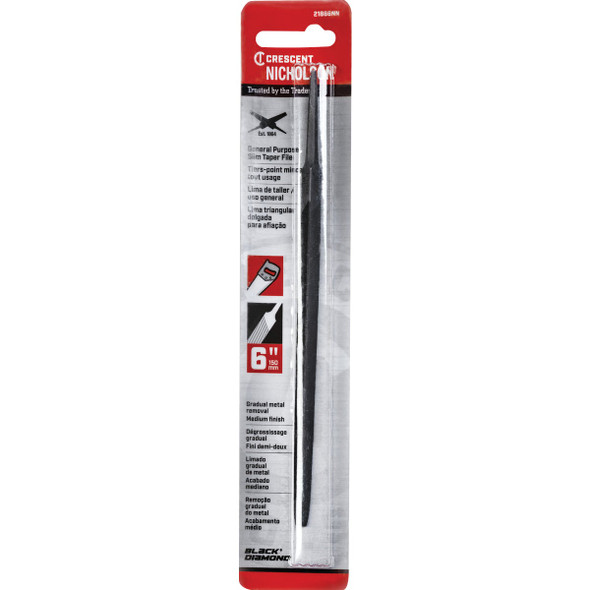 Nicholson 6 In. Slim Taper File without Handle 21866NNB 309621