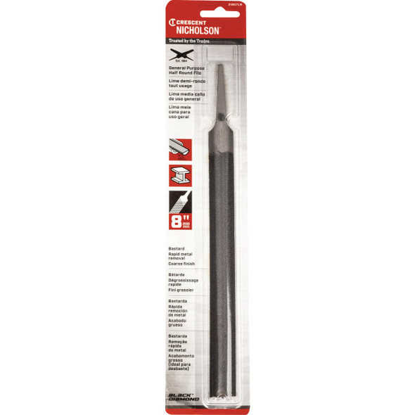 Nicholson 8 In. Half Round Bastard File without Handle 21857LN 309567