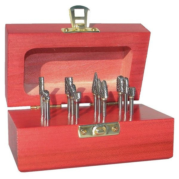 Manufacturer Varies Carbide Bur Set,Double Cut,1/4",12pc 310-120011