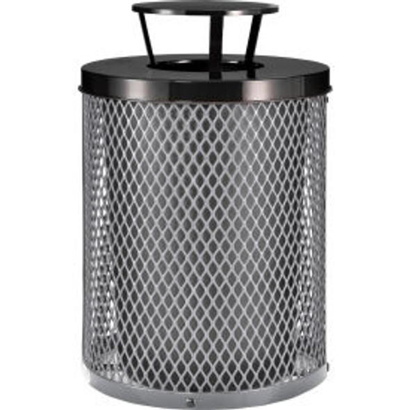 Global Industrial Outdoor Diamond Steel Trash Can With Rain Bonnet Lid 36 Gallon