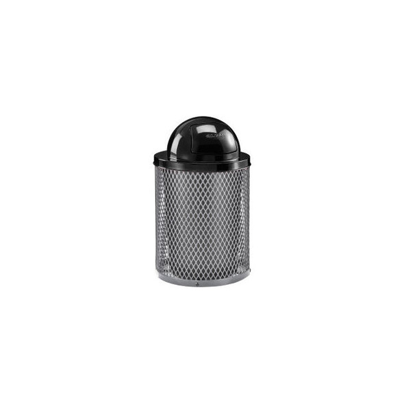 Global Industrial Outdoor Diamond Steel Trash Can With Dome Lid 36 Gallon Gray