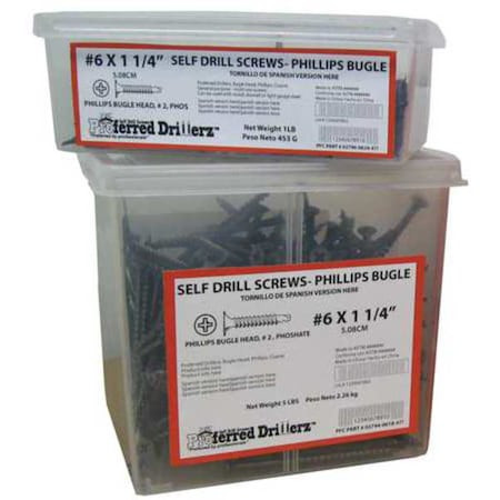 Drywall Screw, #6 x 1 in, Steel, Bugle Head Phillips Drive, 10000 PK