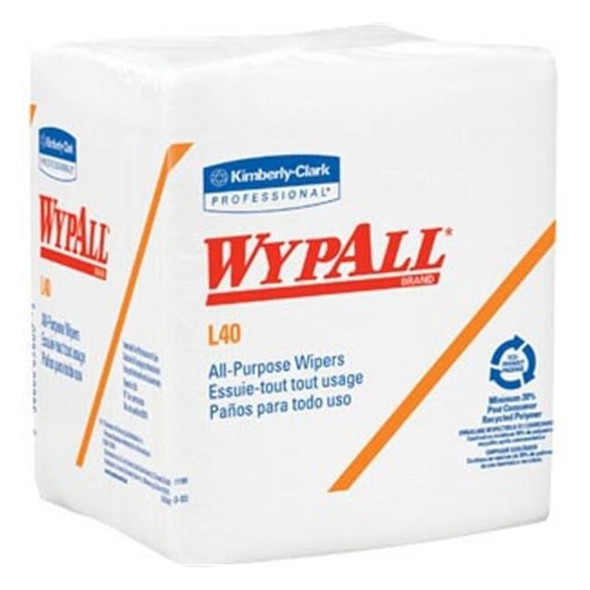WypAll* L40 Wipers, 1/4-Fold, 12 1/2" x 12", White, 18 Packs/56 Each