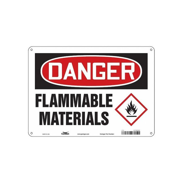 Danger Sign, 10 in H, 14 in W, Horizontal Rectangle, English, 478H64