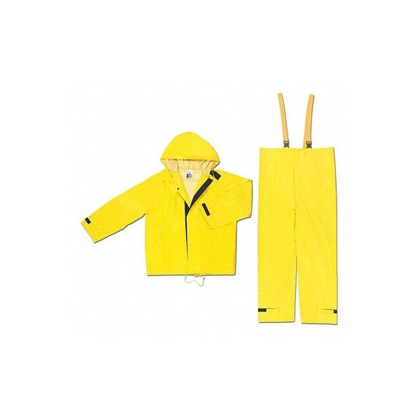2-Piece Rainsuit, Neoprene, 0.35 mil Thick, Attached, Yellow, 2XL