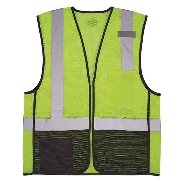 Ergodyne Safety Vest,Mesh,BB,Zip,Cl 2,HV,Lm,4X/35 8210ZBK