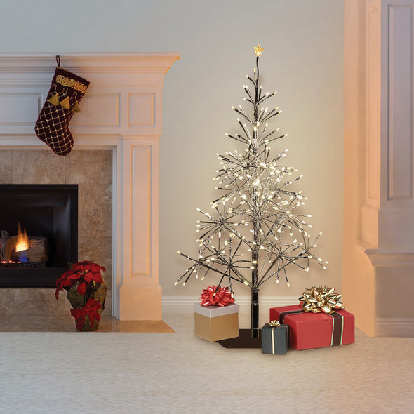 Alpine 53 In. Festive Silver 380-Bulb Warm White LED Prelit Artificial Christmas Tree Alpine 53 In. Festive Silver 380-Bulb Warm White LED Prelit Artificial Christmas Tree