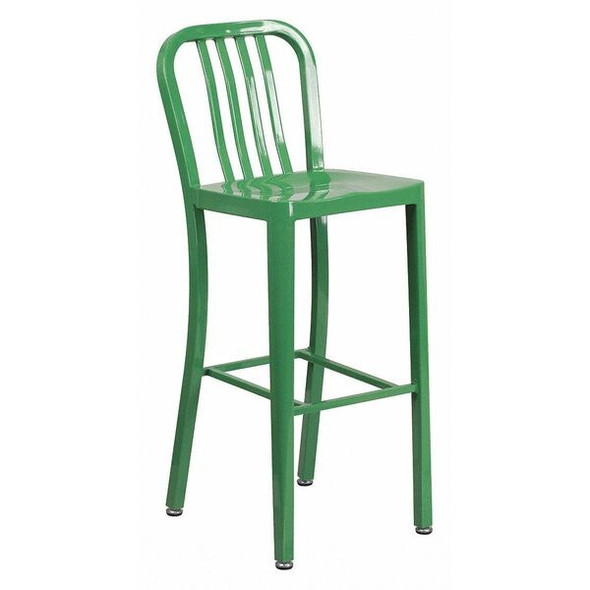 Flash Furniture 30" High Green Metal Barstool with Slat Back CH-61200-30-GN-GG