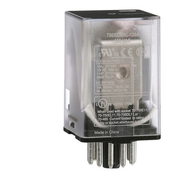 Plug-In, General Purpose Relay, Octal, 10 A, 11 Pins, Pin