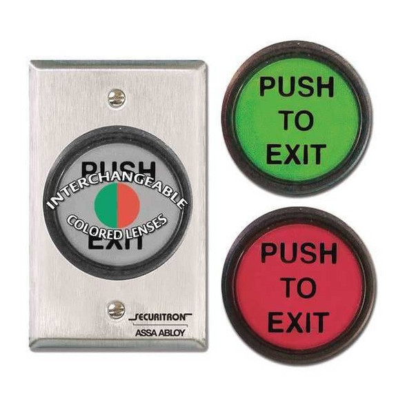 Securitron Push to Exit Button, DPDT, (3) Lens, 5A PB5E