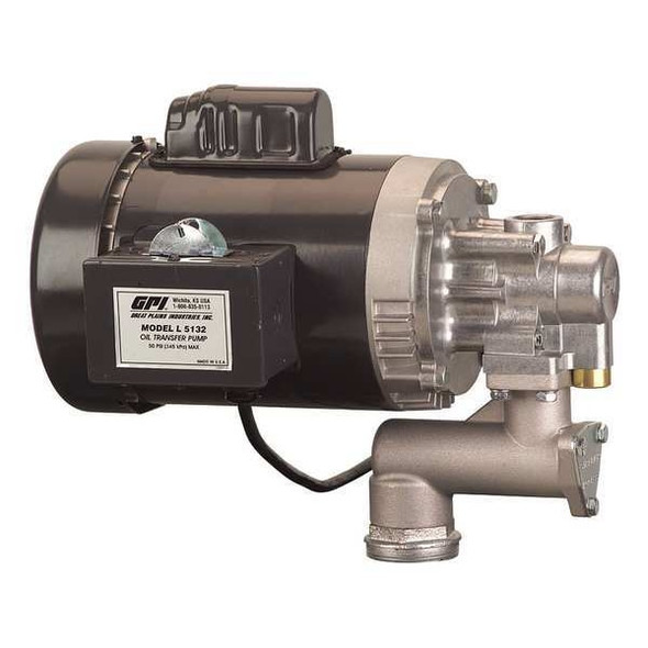 Gpi Oil Transfer Pump, Electric, 8 gpm GPM Max, 115 V AC, 1 HP, 30 min L5132