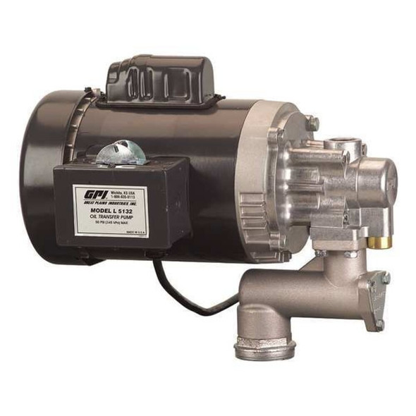 Gpi Drum Pump, Electric, 10 gal, 500 gal Container Size, 50 psi, 8 gpm L5132