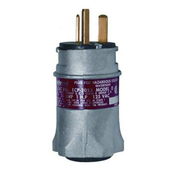 Appleton Electric Straight Blade Plug, 1 hp, 20 A, Gray ECP-2023