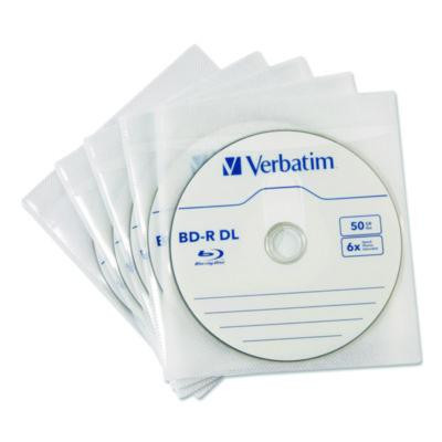 Verbatim® CD/DVD Sleeves, White, 50/Pack 71125