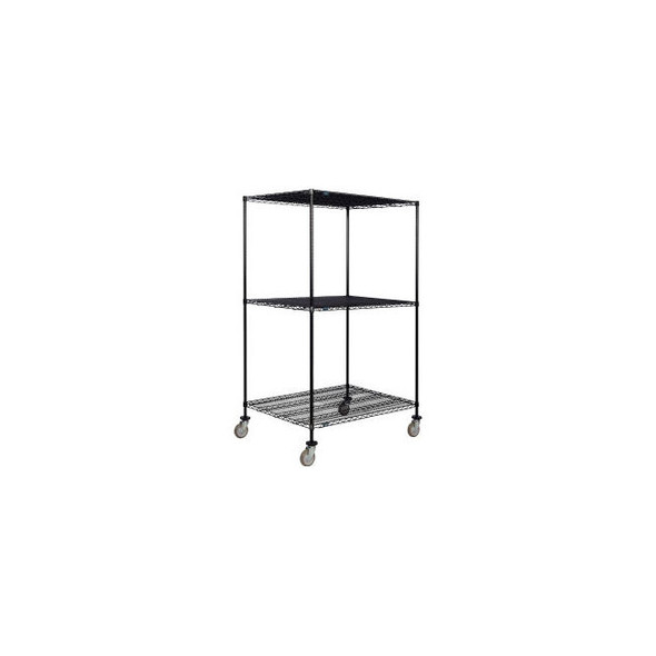 Nexel 3 Shelf Truck Black Epoxy 60""W x 36""D x 80""H Polyurethane Swivel Caster