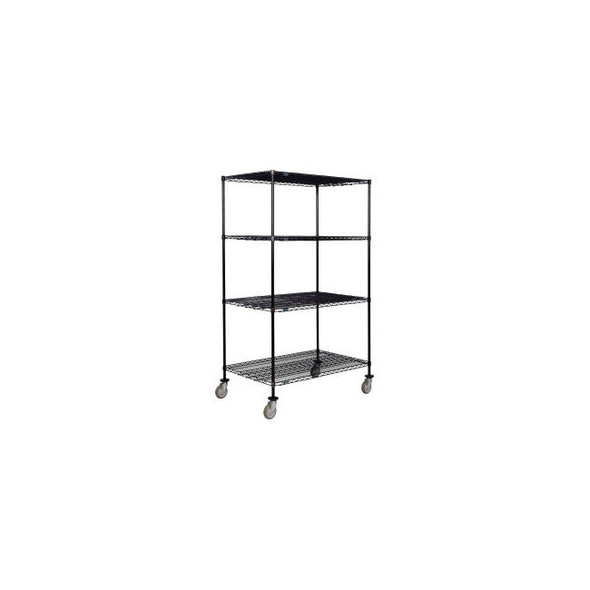 Nexel 4 Shelf Truck Black Epoxy 36""W x 30""D x 60""H Polyurethane Swivel Caster