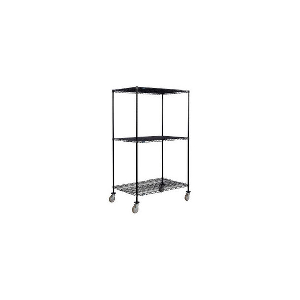 Nexel 3 Shelf Truck Black Epoxy 60""W x 30""D x 80""H Polyurethane Swivel Caster