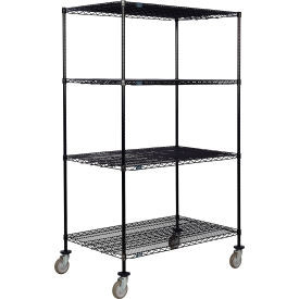 Nexel 4 Shelf Truck Black Epoxy 60""W x 30""D x 80""H Polyurethane Swivel Caster