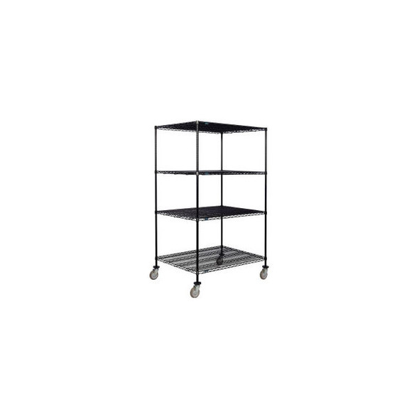 Nexel 4 Shelf Truck Black Epoxy 60""W x 36""D x 80""H Polyurethane Swivel Caster