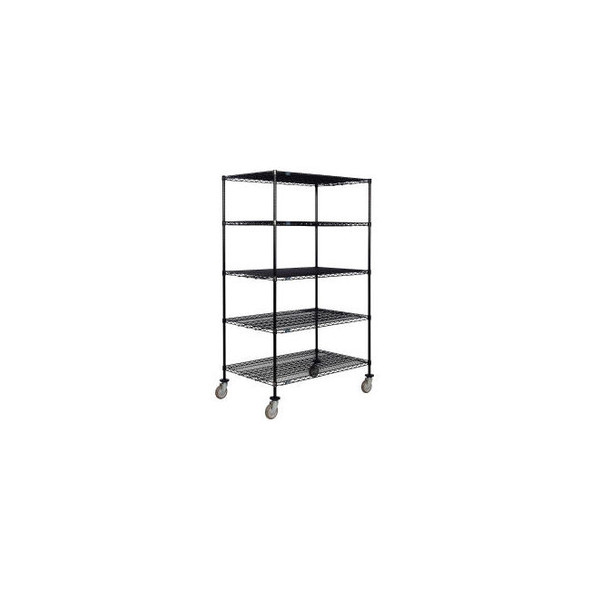 Nexel 5 Shelf Truck Black Epoxy 36""W x 30""D x 80""H Polyurethane Swivel Caster