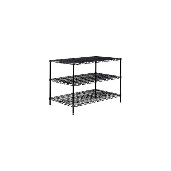 Nexel 3 Shelf Black Epoxy Wire Shelving Unit Starter 60""W x 30""D x 34""H