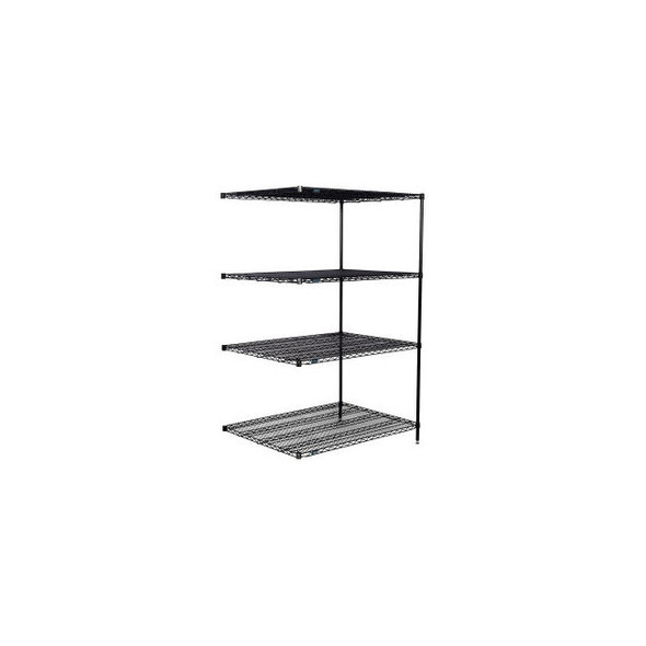 Nexel 4 Shelf Black Epoxy Wire Shelving Unit Add On 48""W x 36""D x 86""H