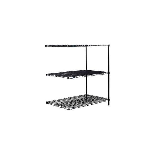 Nexel 3 Shelf Black Epoxy Wire Shelving Unit Add On 36""W x 30""D x 54""H
