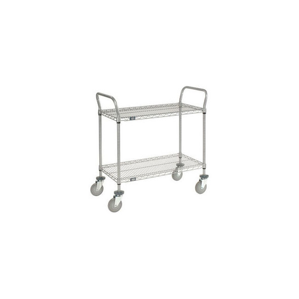 Nexel Utility Cart 2 Shelf Nexelate 60""W x 24""D x 39""H Poly Casters 4 Swivel