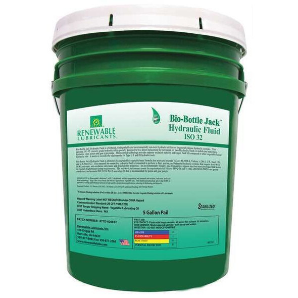 5 gal Pail, Hydraulic Oil, 32 ISO Viscosity, Not Specified SAE