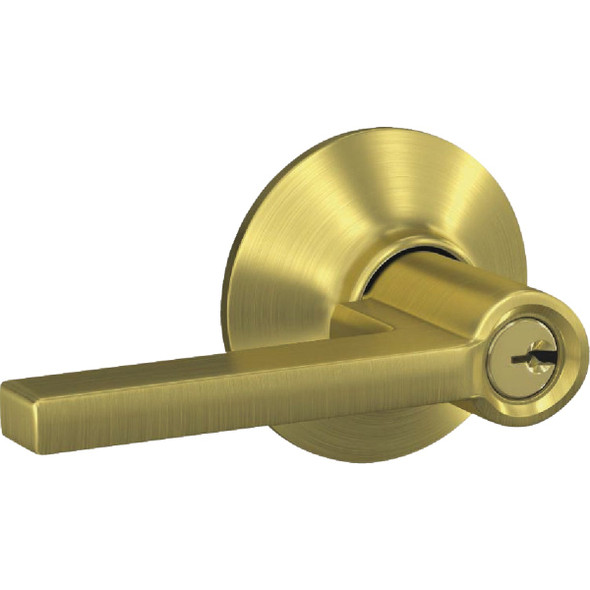 Schlage Latitude Lever Satin Brass Keyed Entry Lock F51ALAT608 201829
