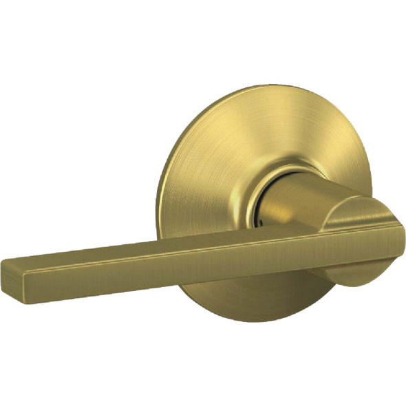Schlage F Series Latitude Lever Satin Brass Hall & Closet Lock F10LAT608
