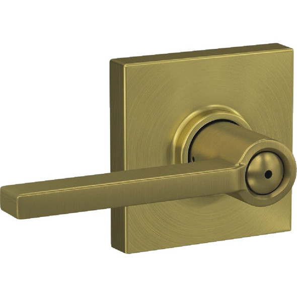 Schlage F Series Latitude Lever Collins Satin Brass Bed & Bath Lock F40LAT608COL 256159
