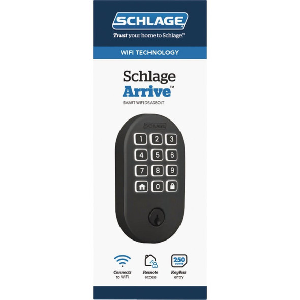 Schlage Arrive Remsen Matte Black Smart WiFi Deadbolt BE459WBVRMN622 239998