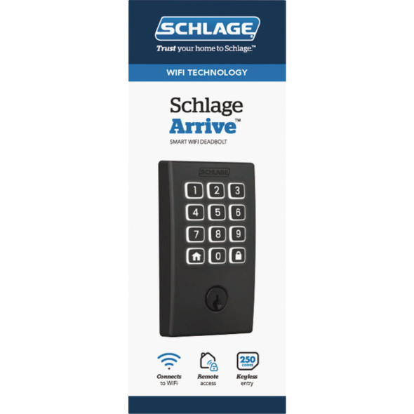 Schlage Arrive Century Matte Black Smart WiFi Deadbolt BE459WBVCEN622 255480