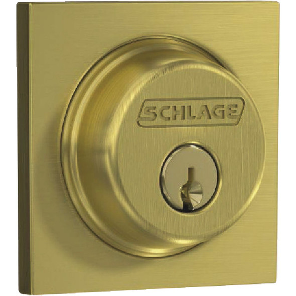 Schlage Collins Satin Brass Single Cylinder Deadbolt B60 608 COL 240504