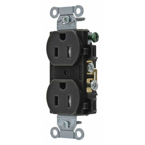 Bryant Receptacle,Blk,15A,Tamper Resist.,Nylon CRS15BLKTR
