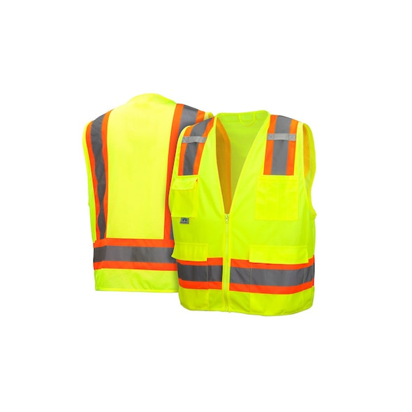 Pyramex Safety Vest, Hi-Vis, Lime, 5XL RVZ2410X5 Pyramex Safety Vest, Hi-Vis, Lime, 5XL RVZ2410X5