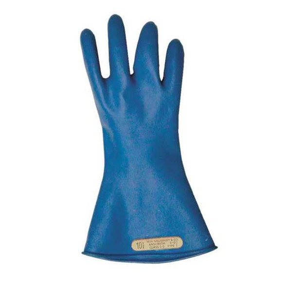 Electrical-Insulating Gloves, 500V AC, 750V DC, Rubber, 11" Length, Blue, Size 7