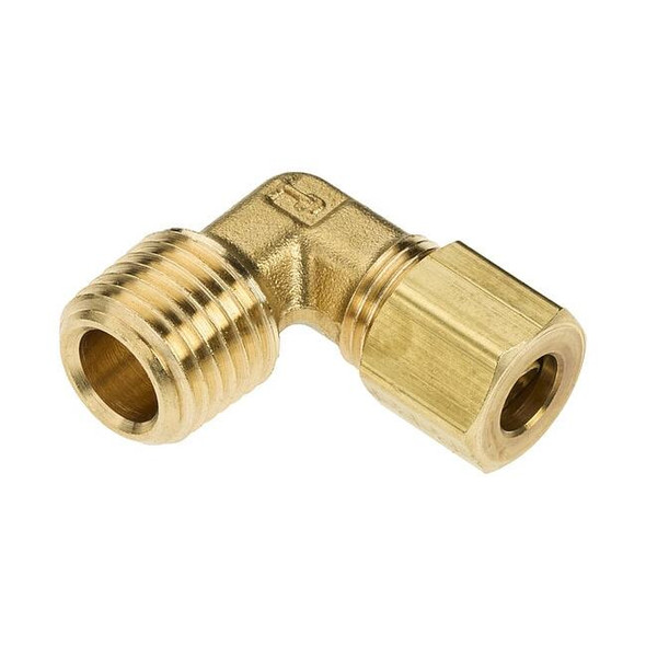 Parker Elbow, Brass, Comp. 1/4 in, MNPT 1/4 in 169C-4-4