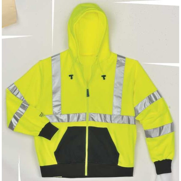 Tingley Hooded Sweatshirt, 3, R, Polyester, Black-Green, 4XL S78122