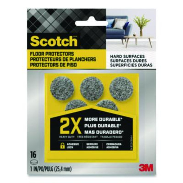 Scotch™ Felt Pad Protectors, 1" Diameter, Gray, 16/Pack SP872-NA