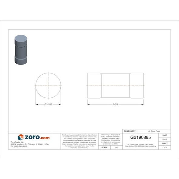 Eaton Bussmann UL Class Fuse, J Class, Fast-Acting, 35A, 600V AC, Non-Indicating JKS-35