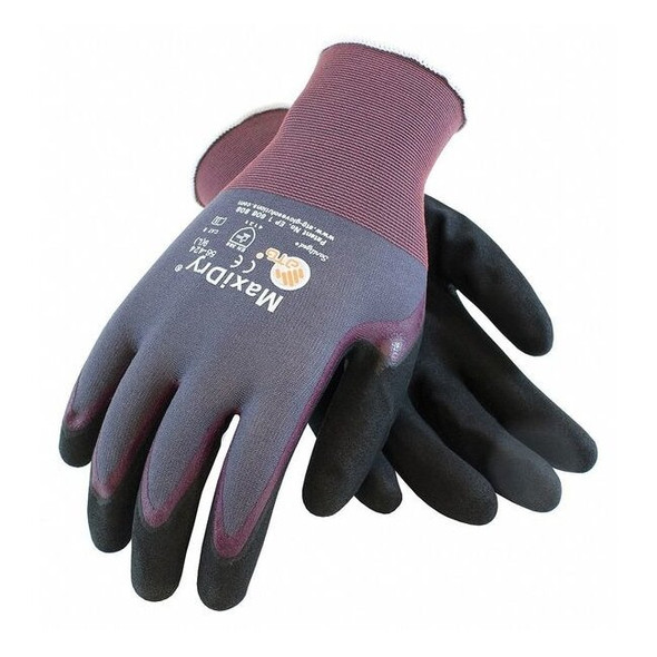 Coated Gloves, Foam Nitrile, Palm, 4 Abrasion Level, Purple/Black, 2XL 12 PK