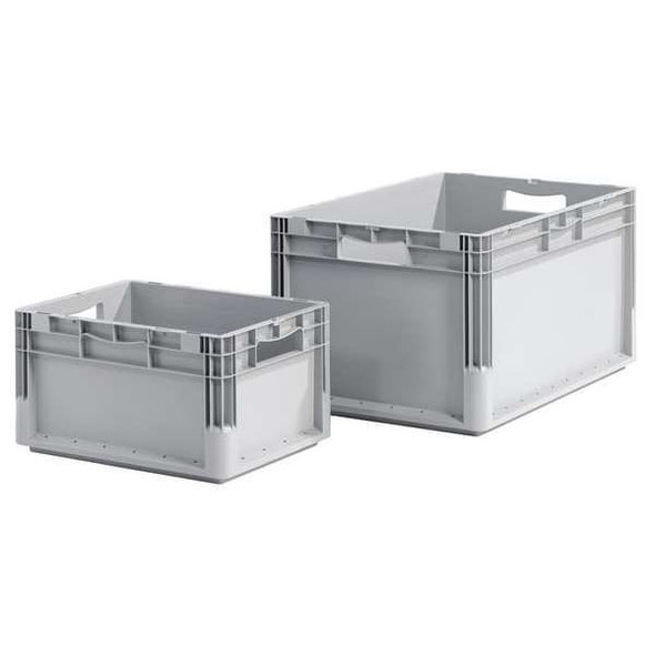 Solid & Stackable Straight Wall Storage Container, 2.9 gal, 16 in L x 12 in W x 5 in H, Gray