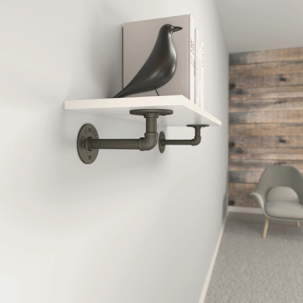 Knape & Vogt Birmingham 8 In. Industrial Elbow Pipe Shelf Bracket RP-201BREL-8IN 225600