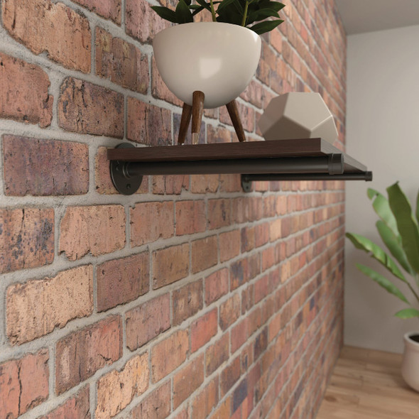 Knape & Vogt Birmingham 14 In. Black Straight Pipe Shelf Bracket RP-201BRST-14BK 209879