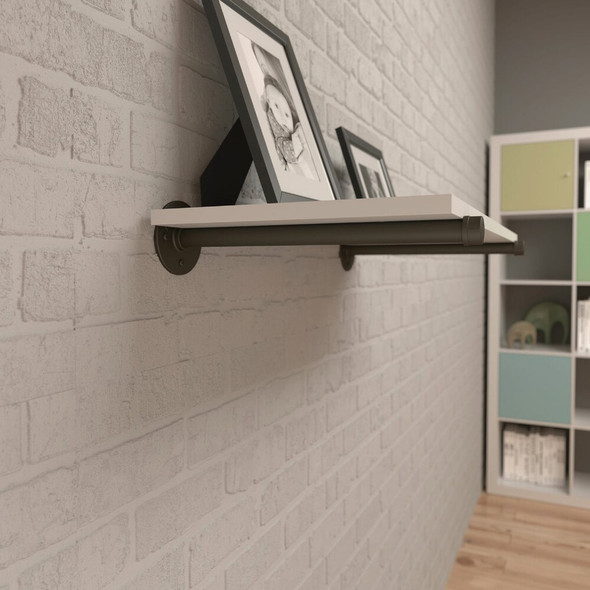 Knape & Vogt Birmingham 14 In. Industrial Straight Pipe Shelf Bracket RP-201BRST-14IN 213941