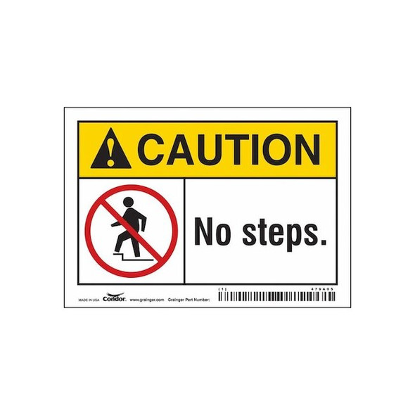 Caution, NO STEPS., 5 in W x 3 1/2 in H, Horizontal Rectangle, Vinyl, 479A05